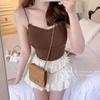 Camisola Pura Sexy Estilo Cremoso Cinturón para Mujer Almohadilla en el Pecho Primavera y Verano Interior Ajustado Adelgazante Base Top Versátil de Moda