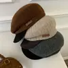 Boina tejida de estilo británico vintage para mujer, de alta calidad, moderna, versátil gorra de plato, circunferencia de cabeza grande, sombrero artístico de pintor