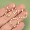 Galvanizado oro real 18k cuadrado redondo diamante geométrico circón diy aretes collar accesorios semiacabados