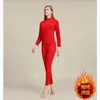 Roupa íntima de ano de nascimento masculina térmica feminina vermelho vivo forrada com fleece roupas de outono calças compridas casal casamento