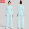 Conjunto de roupa de yoga transfronteiriço, conjunto de jaqueta com zíper e top de secagem rápida slim-fit, conjunto de calças compridas esportivas para corrida e fitness para mulheres