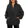Sudadera de Otoño Nueva para Mujer de Estación Independiente de Amazon, Media Cremallera, Manga Larga, Cuello Alto, Sudadera sin Capucha de Color Sólido