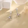 Pendientes de estrella con cruz tachonados de diamantes, alta calidad, colgantes traseros, pendientes de flor de cruz de flecha de circonita ultrabrillantes, estilo nicho