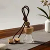 Pingente de Perfume para Carro de Luxo, Frasco de Aromaterapia com Corda Trançada Marrom Escuro, Frasco Vintage de Madeira para Óleo Essencial, Frasco Vazio para Interior de Carro