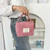 Bolsa de Mão de Veludo Cotelê Estilo Coreano, Simples, Leve, Bolsa de Cosméticos Portátil de Grande Capacidade, Bolsa Pequena de Lona de Mão Tendência e Fashion