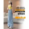 Jeans de perna reta rasgado para mulheres, estilo fino de verão, novo modelo 2026, emagrecedor, moderno, design solto, calças de perna larga para mulheres