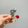 Grampo de Cabelo com Franja de Flor de Beleza de Fada para Mulheres Outono e Inverno Meio Preso na Parte de Trás da Cabeça Acessórios de Cabelo Pequenos Presilha Pequena Acessório de Cabeça