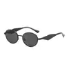 Gafas de Sol Ovaladas Metálicas Estilo Europeo y Americano Retro para Mujer, Gafas de Sol de Moda para Viajes Fotografía Callejera, Gafas de Sol con Protección UV