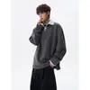 Sudadera con Cuello de Camisa Rayado Falsa de Dos Piezas para Hombre, Tallas Grandes, Moderna, Primavera y Otoño, Patrón de Espiga Texturizado, Top con Cuello de Solapa