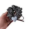 Goma para el pelo casual estilo francés con lazo en forma de corazón para mujer, adecuada para coletas y moños, accesorio para el cabello de alta elasticidad