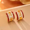 Exquisitos Aretes Huecos de Moda Estilo Francés con Circonitas Súper Brillantes Aros con Goteo de Aceite, Aretes Vintage de Gama Alta Estilo Hong Kong para Mujer