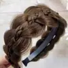 Peluca de Venta Caliente Transfronteriza y Diadema Integrado Pinza para el Cabello Trenzada Cubierta Alta para Cráneo Cabello Blanco Trenza de Espina de Pescado Diadema Accesorios para el Cabello Peluca