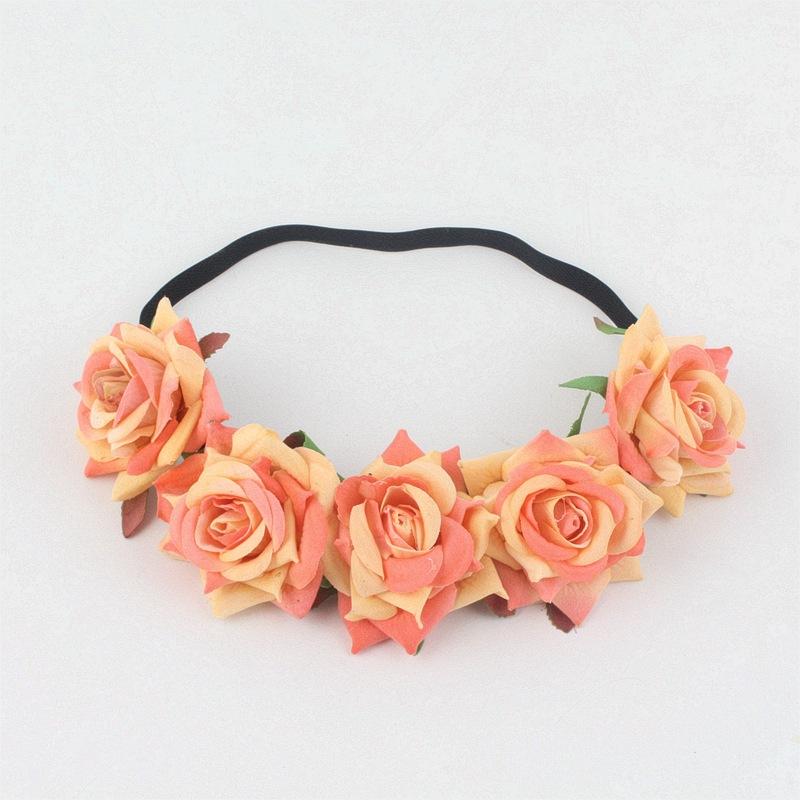 5朵卷边绒布黑色弹力发带05