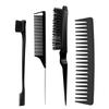 Peine de Estilismo Juego de Cuatro Piezas Peine para Rayar el Cabello de Cerdas de Cerdo Peine de Dientes Anchos Peine de Cola Puntiaguda Cepillo Doble para Cejas Herramientas de Peluquería