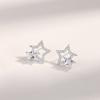 Brincos de estrela de prata esterlina 925, brincos de design de moda feminina, brincos simples, estrela de cinco pontas oca, orelha, joias de prata, presente
