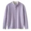 Cárdigan de cachemira para hombre y niño con cuello alto, bloques de color y cremallera, abrigo de cachemira para niños medianos y mayores, top de punto cálido