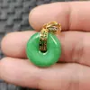 Hebilla Verde Seco de Jade Colgante de Jade Colgante de Esmeralda Verde Completo Cadena de Dinero Gruesa Pequeña Colgantes para Pendientes Colgante de Jade