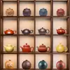 Estilo Chinês Sala de Chá Estudo Estante de Livros Prateleira de Exibição Bule Ornamento Modelo Sala de Exposição Conjunto de Chá Cerâmico de Alta Qualidade Lata de Chá Conjunto Combinando
