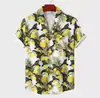Camisa de Verão Personalizada para Comércio Exterior, Tamanho Europeu, Gola Cubana, Estampa Digital de Flores Tropicais, Manga Curta Casual para Homens na Praia
