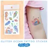 Pegatinas de Tatuaje Ruikalong Transfronterizas Nuevas con Brillo de Animales Marinos para Niños, Pegatinas de Tatuaje Coloridas Impermeables Lindas de Dibujos Animados