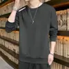 Sudadera gruesa de otoño e invierno para hombre, top informal de cuello redondo, chaqueta holgada, camiseta básica versátil, de manga larga y cálida