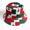 Chapéu de Pescador Novo Estilo Transfronteiriço com Elementos de Bandeiras Multinacionais, Design de Emblema Nacional Mexicano Xadrez, Chapéu Bucket Casual Tendência