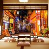 Papel de Parede Cena de Rua de Tóquio Tecido de Parede de Fundo para Decoração de Rua Mural de Restaurante Japonês de Sushi e Papel de Parede de Restaurante Japonês de Carne
