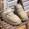 Otoño e invierno Nuevas botas de nieve de tela de plumón cálidas antideslizantes con plataforma botas de nieve forradas de vellón para uso en interiores y exteriores zapatos de pan a la moda