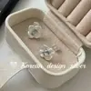 Imprescindible para chicas coreanas, estilo ins, diseño de nicho, plata de ley S925, trébol de cuatro hojas cepillado, circón azul cuadrado, elegante