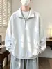 Venta al por mayor de fábrica Sudadera con capucha retro americana de media cremallera y cuello alto para hombre, capa base interior de peso pesado para otoño, ropa exterior para parejas