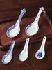 Colher Cerâmica Pequena Doméstica, Porcelana Azul e Branca Exquisita de Jingdezhen, Colher Pequena para Sopa, Colher de Arroz Estilo Chinês, Concha Pequena, Colher de Sopa