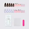 Puntas de uñas vestibles transfronterizas, puntas de uñas de longitud media con forma de almendra, uñas postizas estilo francés con puntos y degradado, uñas de presión