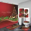Cortina de chuveiro com estampa digital 3D, à prova d'água e resistente a mofo, conjunto de cortinas de banheiro com tema de Natal, tecido impermeável espessado para o banheiro