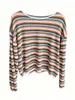 Suéter de punto a rayas retro de moda, estilo casual, adelgazante, con hombros caídos para mujer, principios de otoño, 26 nuevos modelos H081909