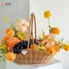 Companhia de Flores Sombra Cesta Pequena de Flores Buquê de Flores Frescas Materiais de Embalagem para Arranjo Floral Tecida à Mão Estilo Pastoral Simples Loja de Flores para Presente