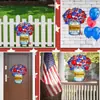 Letrero de Puerta de Madera para el Día de la Independencia Estadounidense Transfronterizo Nuevo Estilo Colgante de Estrella Corazón Decoración de Fiesta Rojo Blanco Azul Artesanía