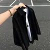 Camisa a cuadros azul marino vintage para hombre, camisa de manga larga estilo americano otoñal con hombros normales, chaqueta cárdigan casual para pareja