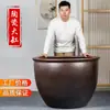 Cerámica de Jingdezhen Jarra Grande Acuario Antiguo Jarra Grande de Agua Koi Loto Nenúfar Atraer Riqueza Patio Exterior Plantación Árbol Jarra