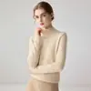 Suéter de Punto para Mujer Otoño/Invierno 100% Cachemira con Cuello Semi Alto y Diseño Jacquard Hueco, Suave y Agradable para la Piel, Corte Entallado, Suéter de Punto Simple de Manga Larga