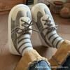 Nuevas Pantuflas de Algodón de Invierno para Mujer, Forradas de Felpa, Calzado Exterior Cálido, Antideslizantes, Casual para el Hogar, con Cordones, Zapatos de Algodón que Cubren el Talón para Hombre
