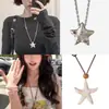 Cadena de Collar de Estrella de Diseño Coreano Y2K de Nicho Larga Plata Cruz Punk Sexy Retro Adorno de Cuello