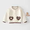 Cardigan de Tricô Macio com Laço Estilo Coreano para Meninas Nova Coleção Primavera/Outono 2026 Suéter Cardigan Estiloso para Bebê