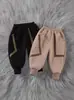 Suporta Personalização~ Calças Infantis com Lã para o Inverno, Espessadas para Outono e Inverno, Novo Estilo Calças Casuais Integradas para Meninos, Calças Compridas para Bebê