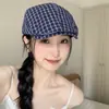 Cabeça grande perímetro francês boina feminina primavera e outono anti-wear antigo para a frente boné mostrado rosto pequeno preto pintor chapéu newsboy