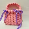 Comercio Exterior Hilo Fresco Súper Grueso Bolso Tejido a Mano DIY Bolso Terminado Bolso de Mano Tejido a Mano Hecho por Uno Mismo Regalo para Novia