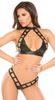 Novo Conjunto de Lingerie Sedutor Três Pontos de Couro Sintético Bondage Vazado Plus Size Europeu e Americano para Comércio Exterior