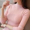 Suéter feminino de gola alta com pétalas, novo suéter de manga comprida, tamanho grande, slim fit, estilo coreano, camisa básica para todos os gostos