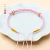 Cuerda de mano tejida a mano semiacabada de trenza simple de cuatro hebras, cuentas de transferencia de oro duro, cuerda para pulsera DIY sin tejer para hombres y mujeres