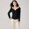 Chaqueta deportiva de yoga de lana para otoño e invierno, nuevo cárdigan cálido, sudadera con capucha y cremallera, prenda exterior ajustada de manga larga