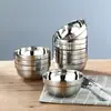 Venta al por mayor transfronteriza de tazones de acero inoxidable, tazones de platino de doble capa aislados, tazones para niños, tazones de hierro comerciales engrosados para cafeterías escolares, tazones para sopa